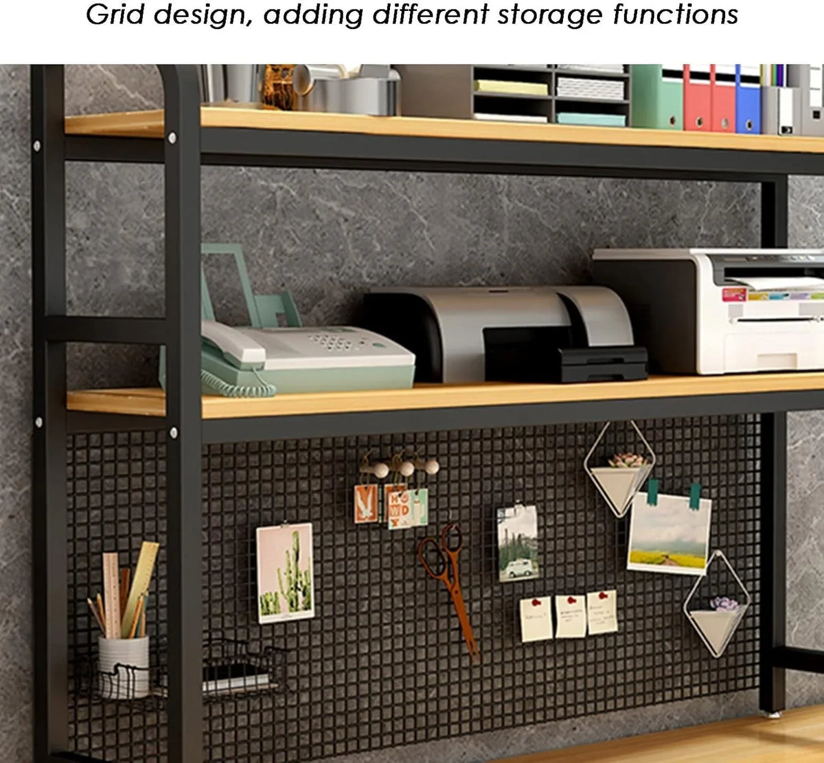 Desktop Bookshelf Adjustable Desk Bookshelf Organizer Rack - Countertop Hutch Bookshelf, 3-Tier Bookshelf Desk Shelf, All Metal Desktop Bookcase for Computer Desk, for Home, Dorm, Office Supplies (Co