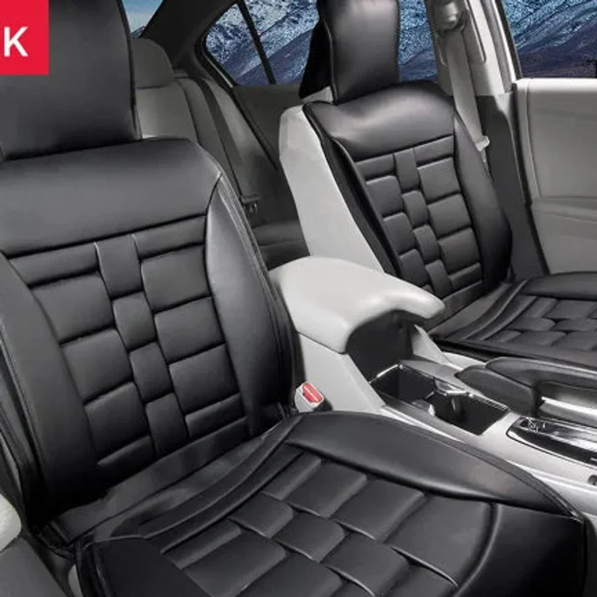 Black Padded Universal Fit Luxury Seat Cover, 2-pack
