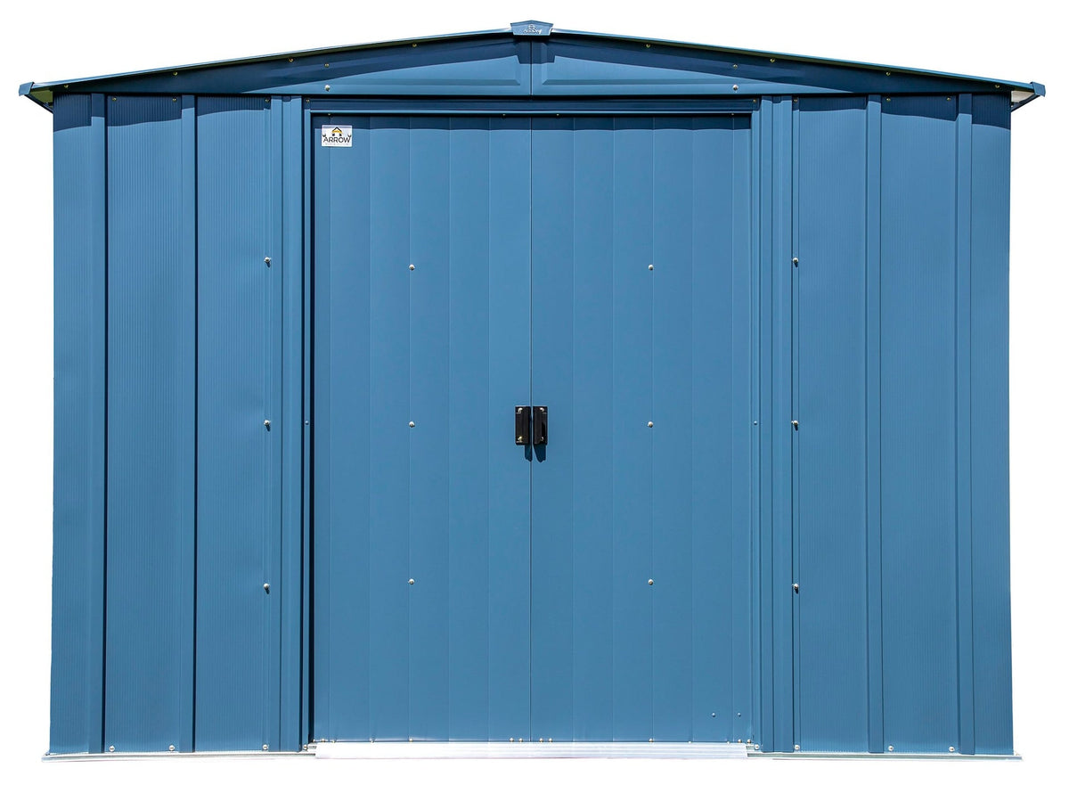 Classic Galvanized Steel Storage Shed, Blue Grey, 8-ft x 6-ft