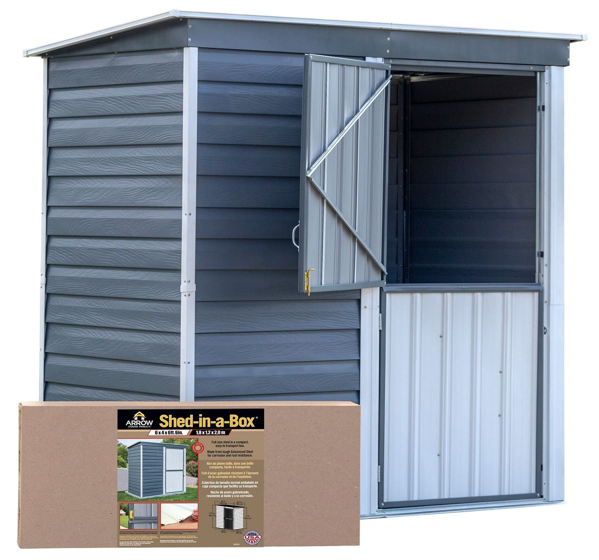 Shed-in-a-Box Steel Storage Shed, Charcoal/Cream, 6-ft x 4-ft