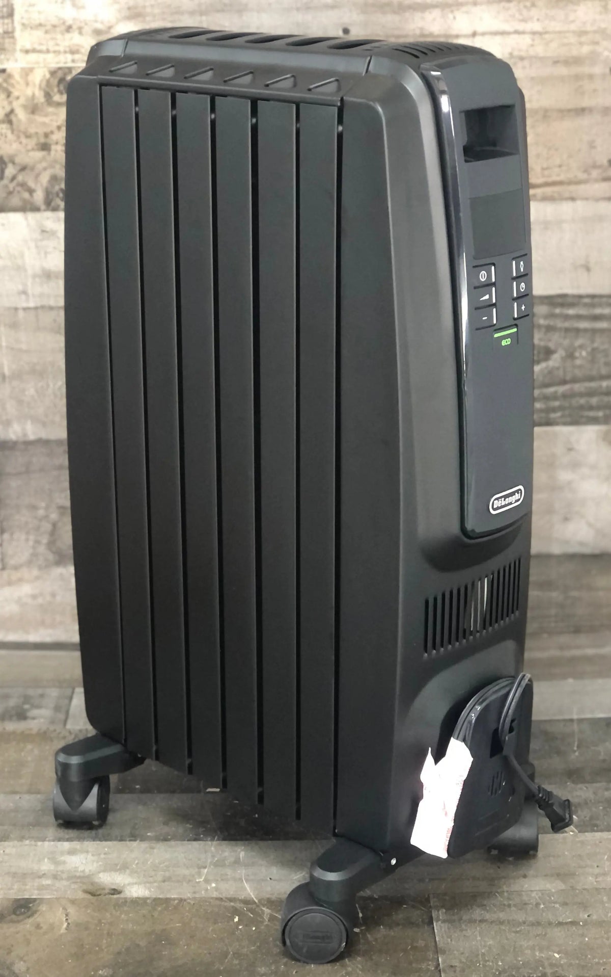 Oil Filled Radiator Space Heater, Quiet 1500W, Adjustable Thermostat, 3 Heat Settings, Timer, Energy Saving, Safety Features, White, Dragon TRD40615EBKCA, Black