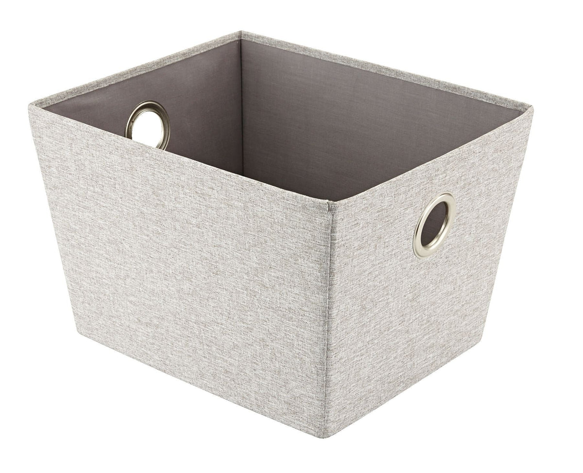 Piper Rectangular Fabric Basket, Grey, 13.4 x 11 x 9-in