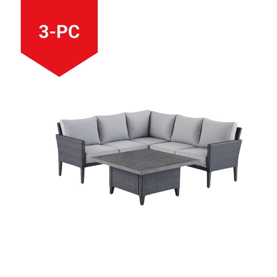 Square Outdoor Patio Conversation Dining Set with UV-Resistant Cushions, 3-pc