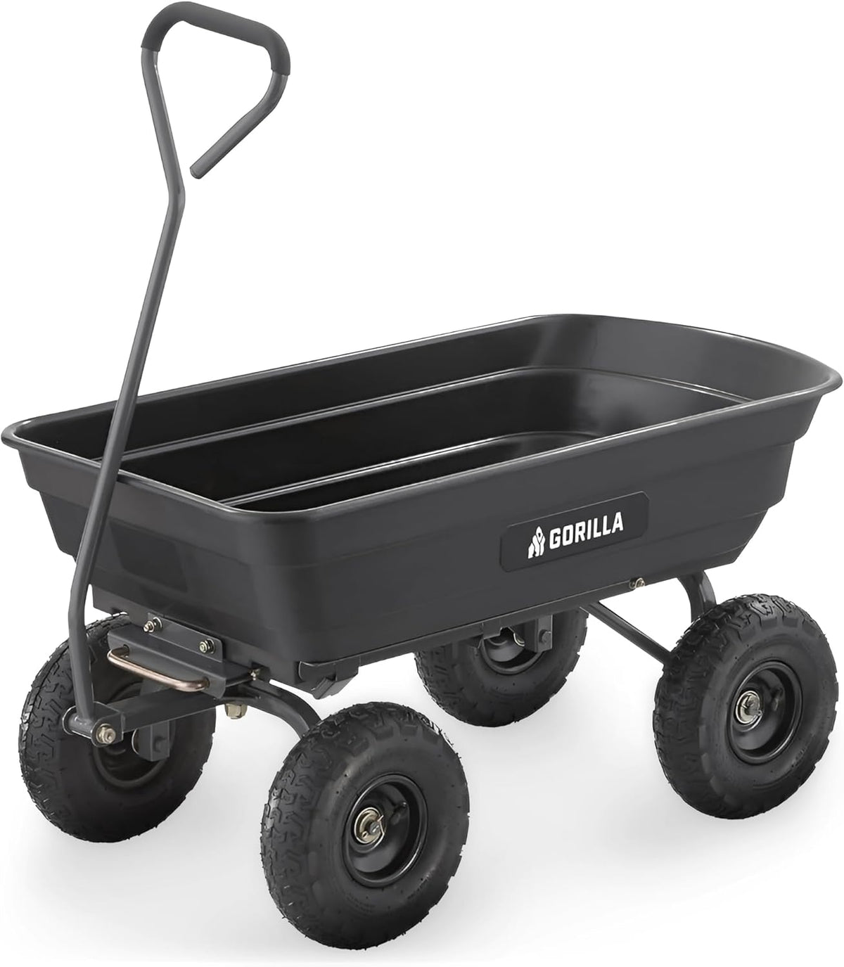 Heavy-duty multi-purpose garbage transfer cart garden cart, equipped with pneumatic tires, capacity 4 cubic feet - 600 pounds load capacity, outdoor wheeled cart, suitable for garden, gardening and landscaping work.