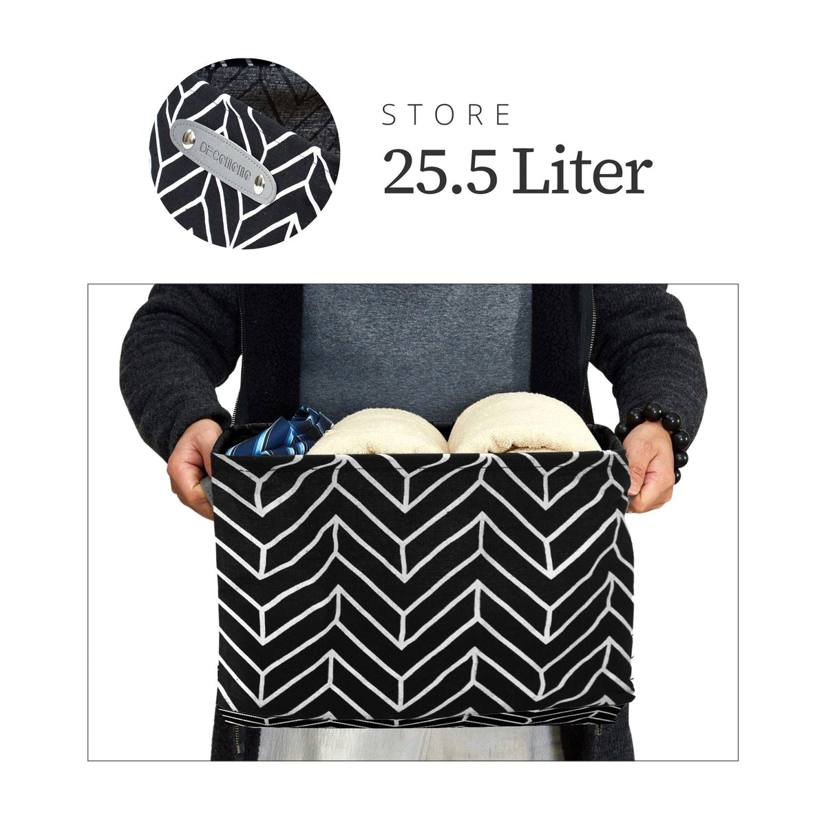 Large Water Resistant Storage Bin, 15-in x 11-in x 9.5-in, 6-pk, White Pattern