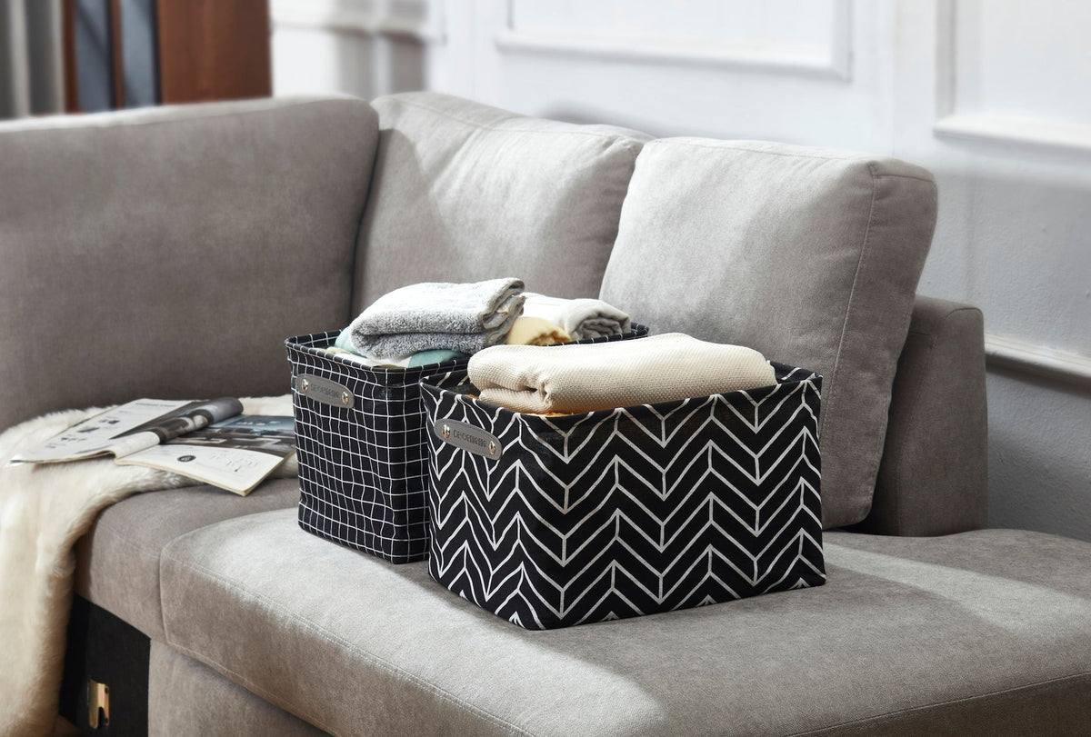 Large Water Resistant Storage Bin, 15-in x 11-in x 9.5-in, 6-pk, White Pattern