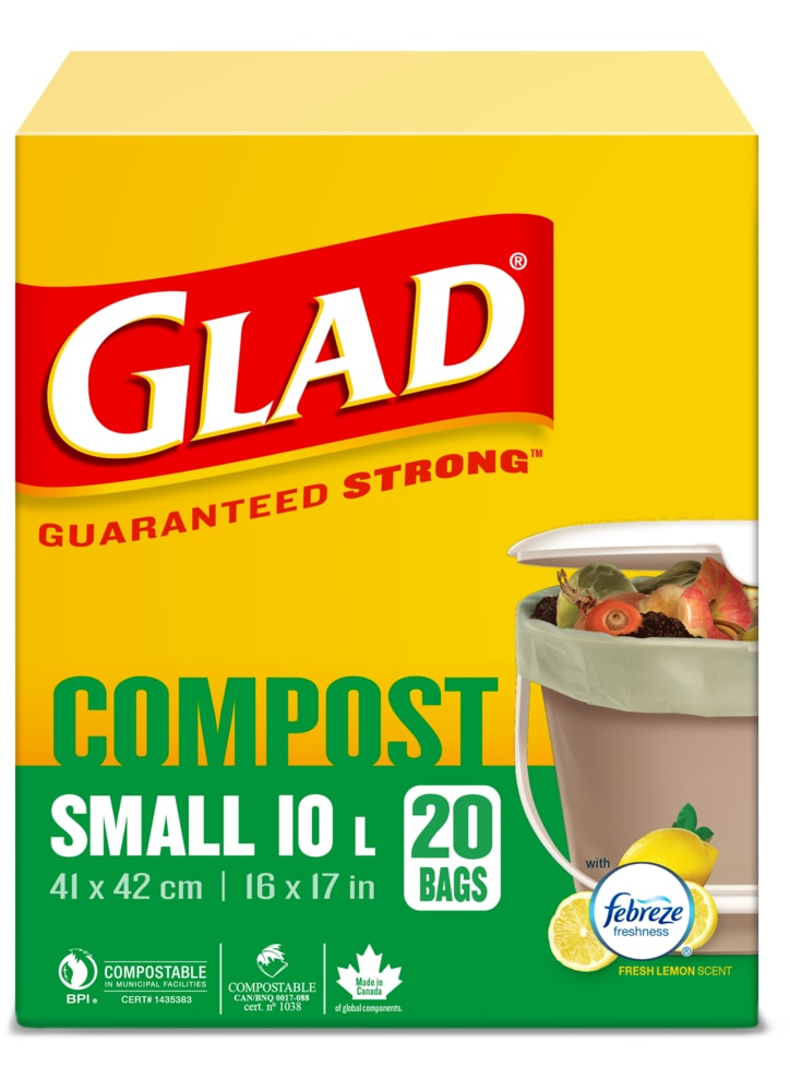 Small 100% Compostable Lemon Scented Food Waste Bags, 20-pk, 10-L