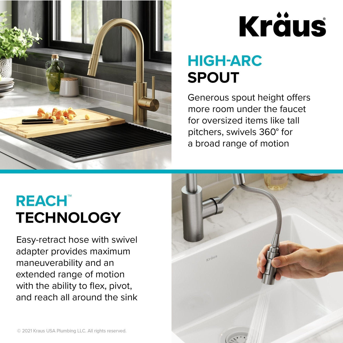 Oletto Pull-Down Single Handle Kitchen Faucet with QuickDock Top Mount Installation Assembly, Spot Free Antique Champagne Bronze