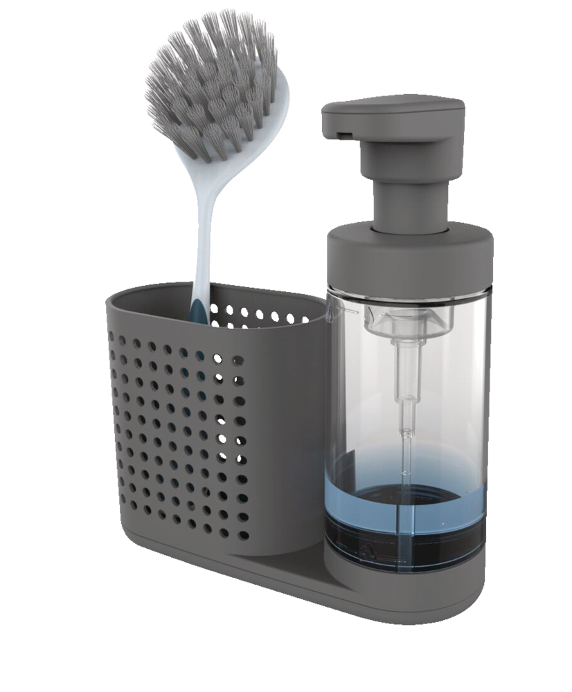 Non-Slip Foaming Hand/Dish Soap Pump Dispenser & Sink Caddy Organizer, Grey