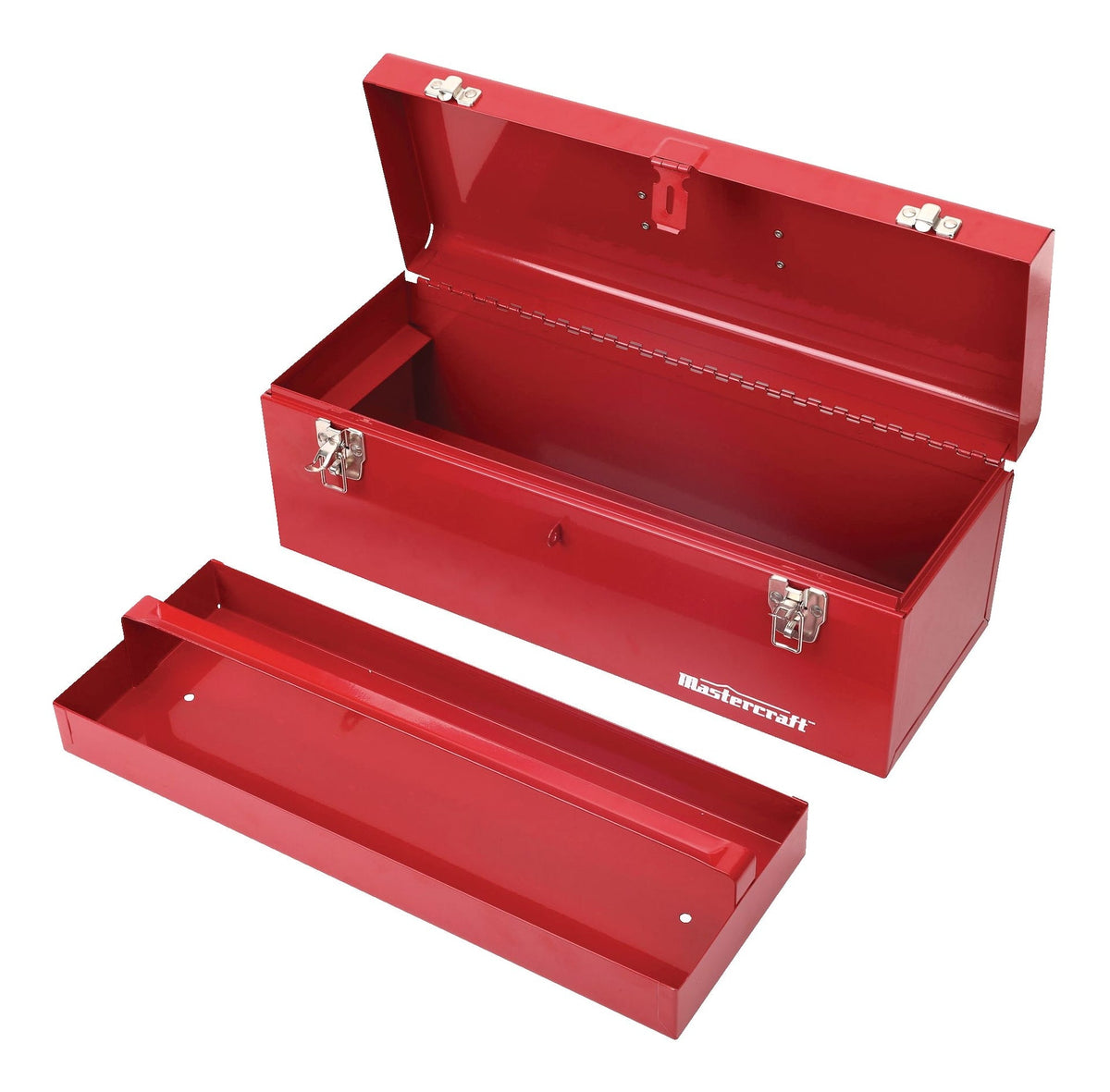 Portable Metal Hip Roof Tool Box with Removable Tray, 19-in, Red