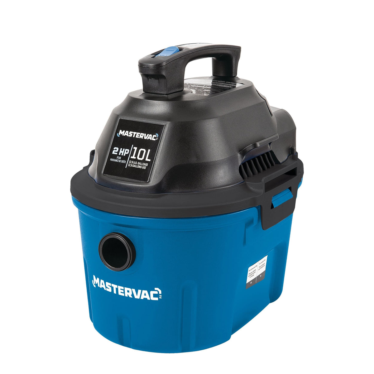 Mastervac AA255 2.0 Peak HP Wet/Dry Shop Vacuum with Hose and Accessories, 10-L