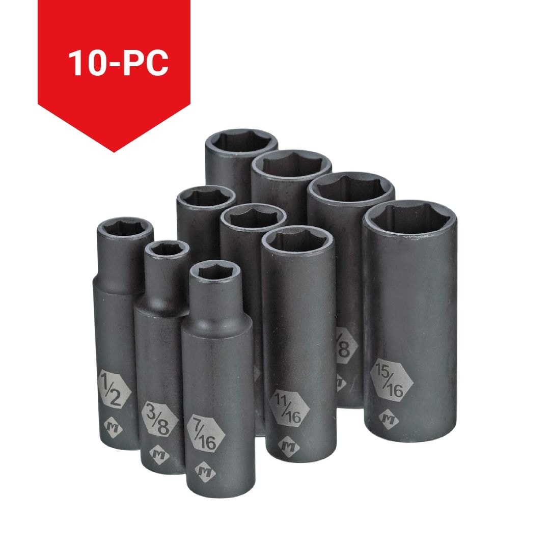 1/2-in Drive Deep Impact Socket Set, SAE, 10-pc