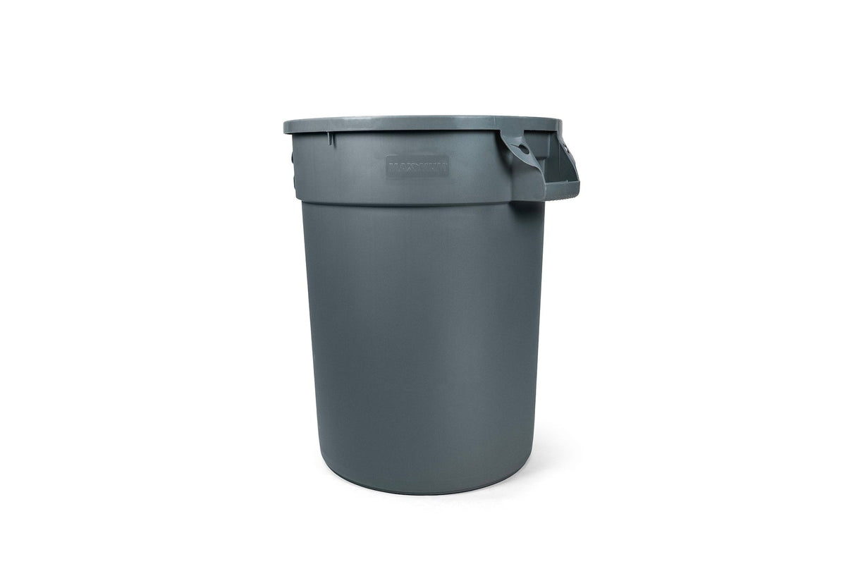 Commercial Circular Outdoor Garbage Can with Lid, Grey