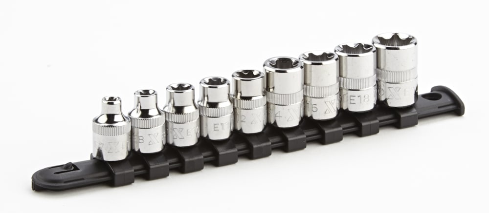 E-Star-drive Bit Socket Set, Chrome-Plated, 9-pc
