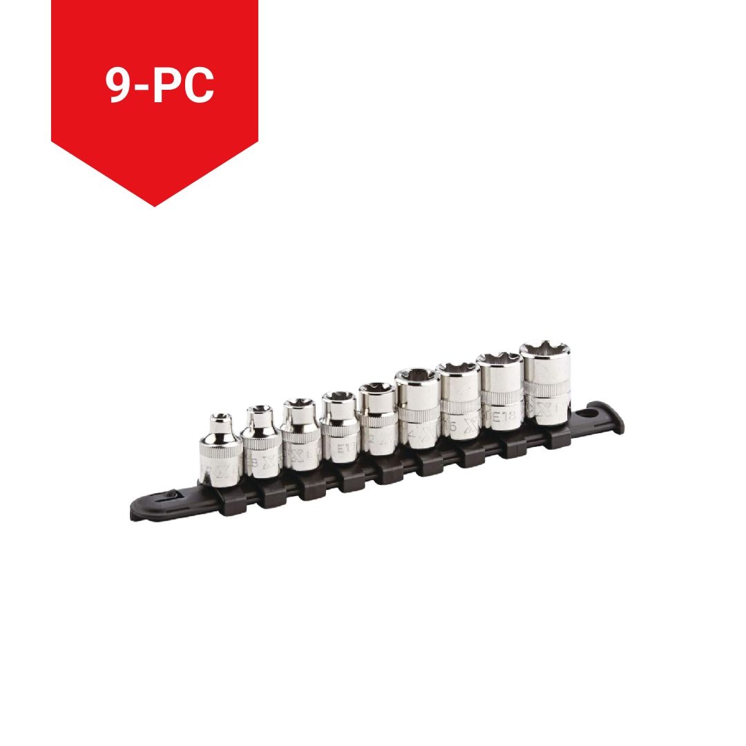 E-Star-drive Bit Socket Set, Chrome-Plated, 9-pc