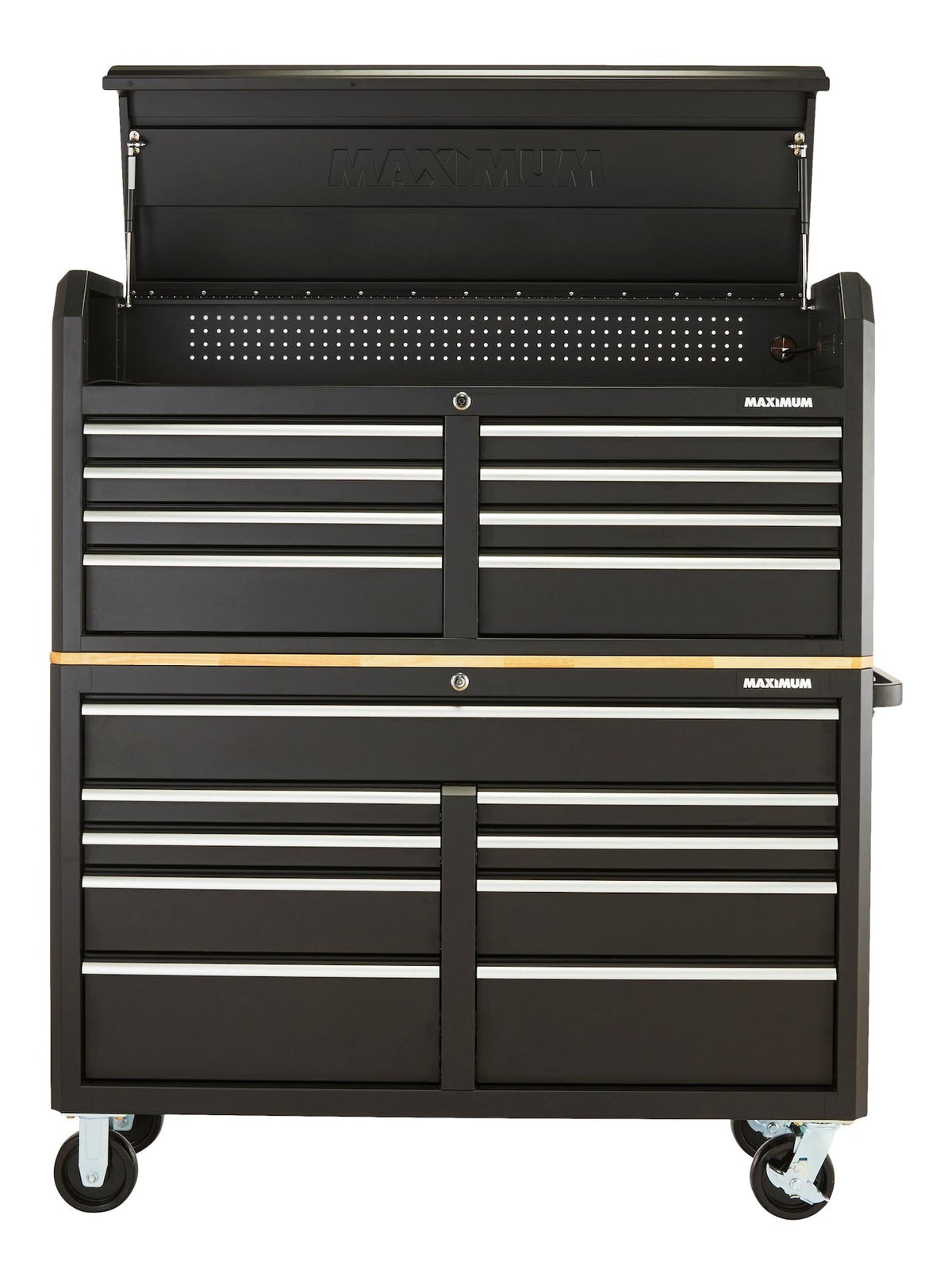 Tool Storage Cabinet, Built-In Power Bar with USB, 9-Drawer, 56-in, Matte Black