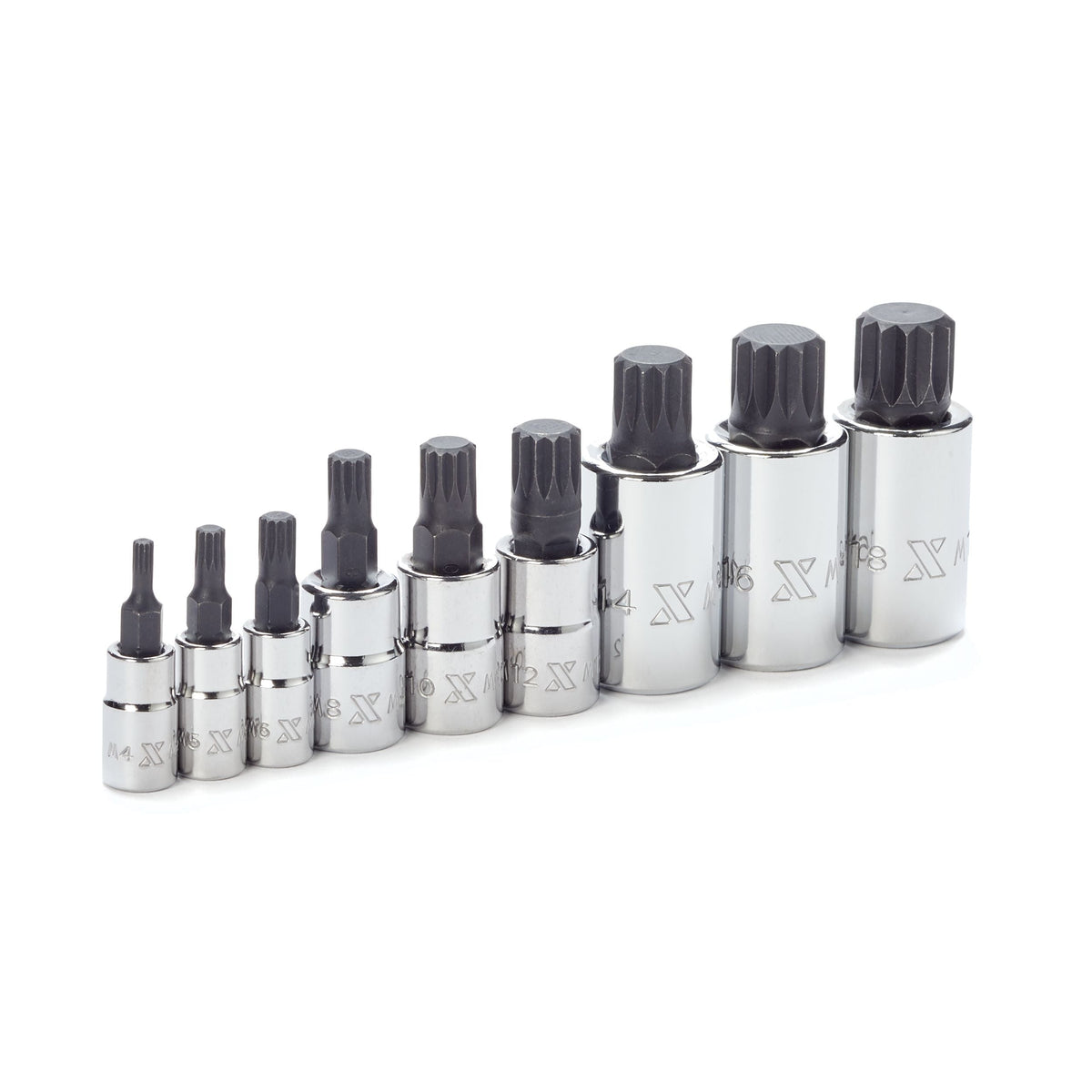 Triple Square Socket Set, Polished Nickel Plating, 9-pc