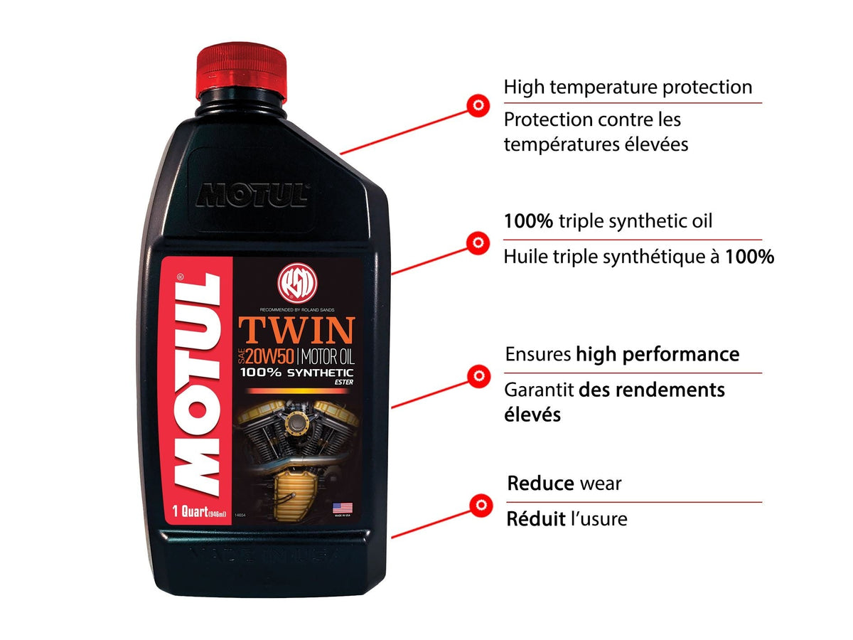 Twin Synthetic Motorcycle Motor Oil 20W50, 946-mL