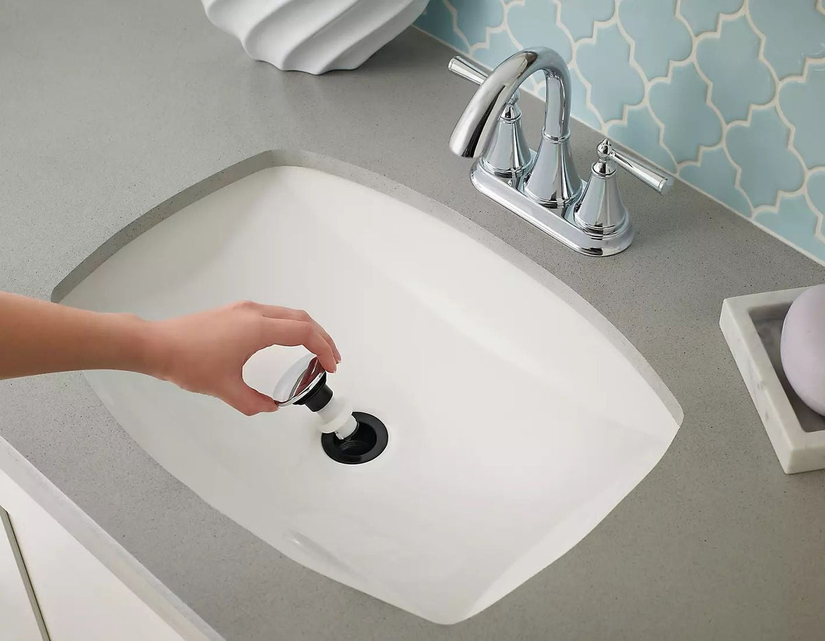 Matlock Single Handle High Arc Single Hole 4-in Centreset Bathroom Sink Faucet, Push & Seal Drain, Matte Black