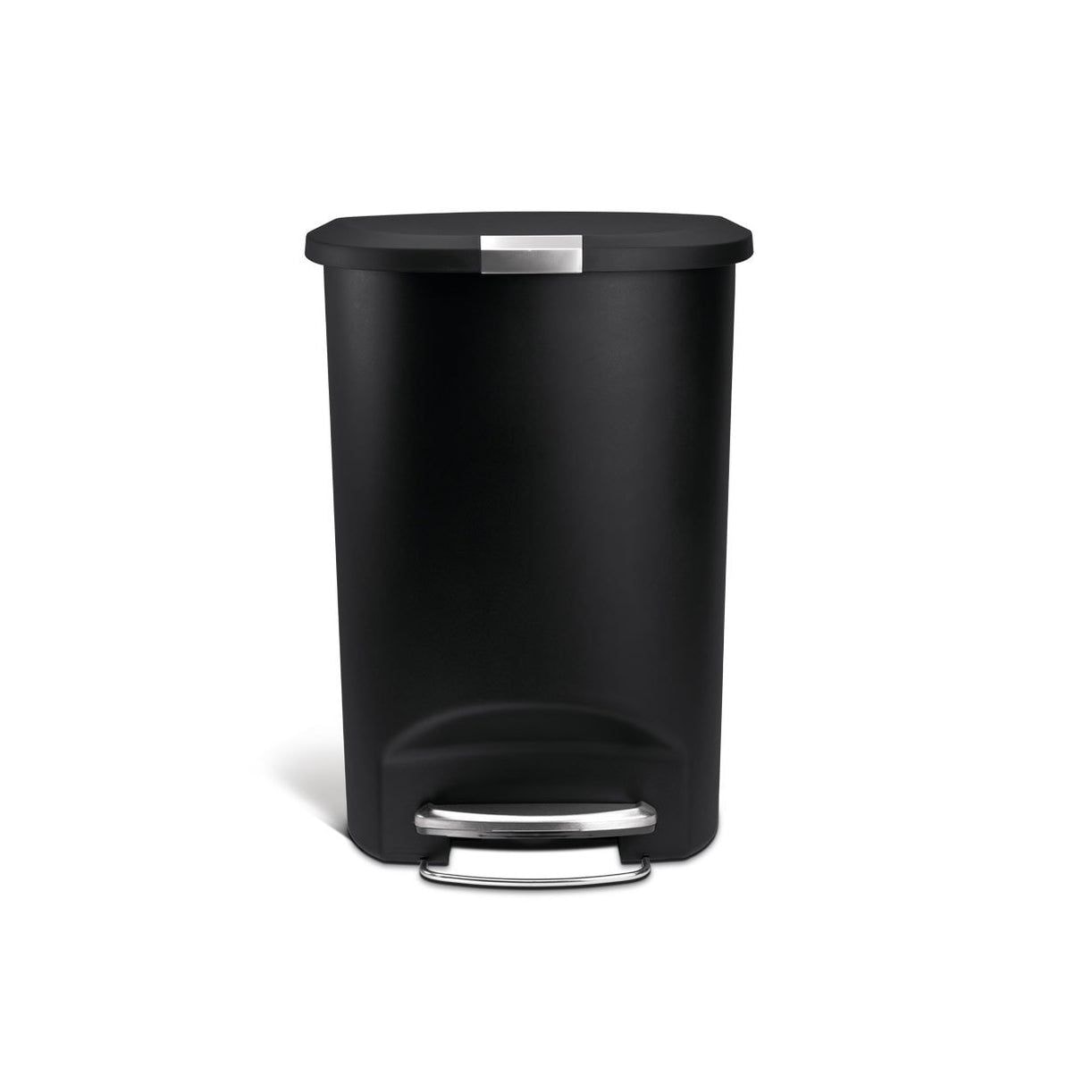 Plastic D-Shaped Step Garbage Can, Black, 50-L
