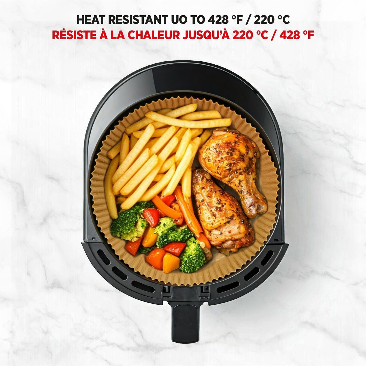 Round Non-Stick Parchment Paper Air Fryer Liner, 50-pk