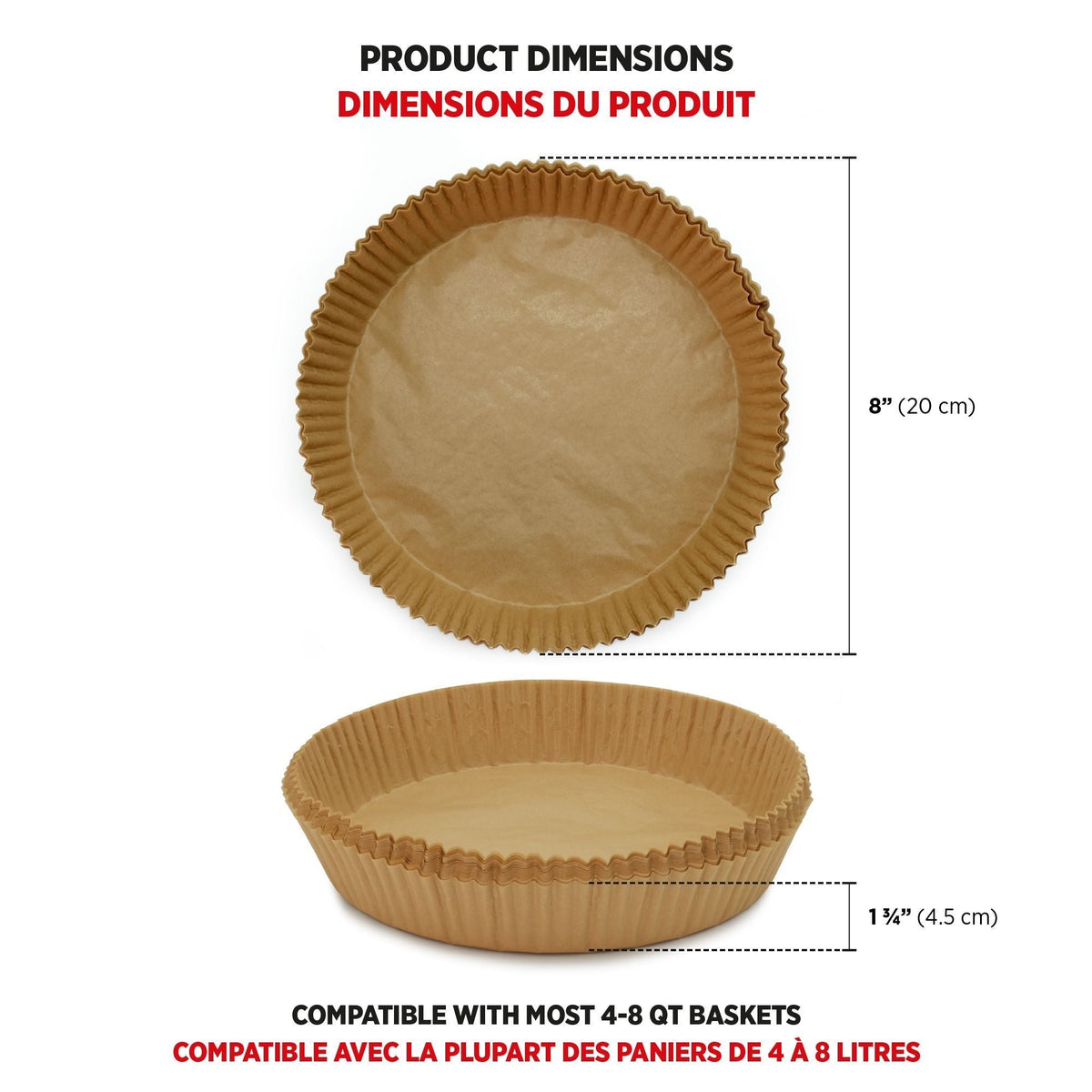 Round Non-Stick Parchment Paper Air Fryer Liner, 50-pk