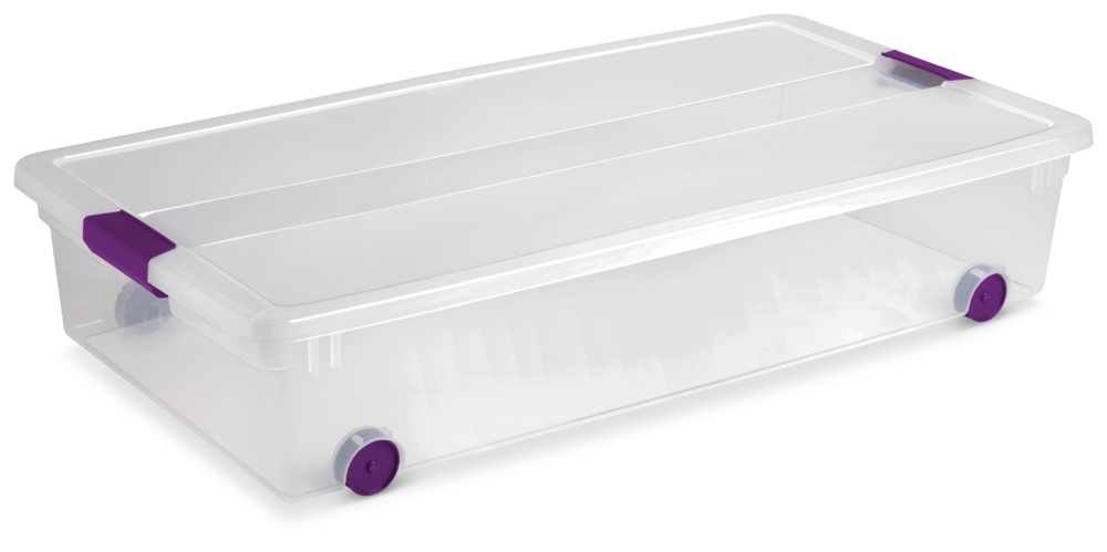 ClearView Latch Wheeled Underbed Storage Box, 57-L