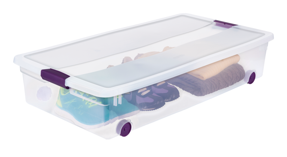ClearView Latch Wheeled Underbed Storage Box, 57-L