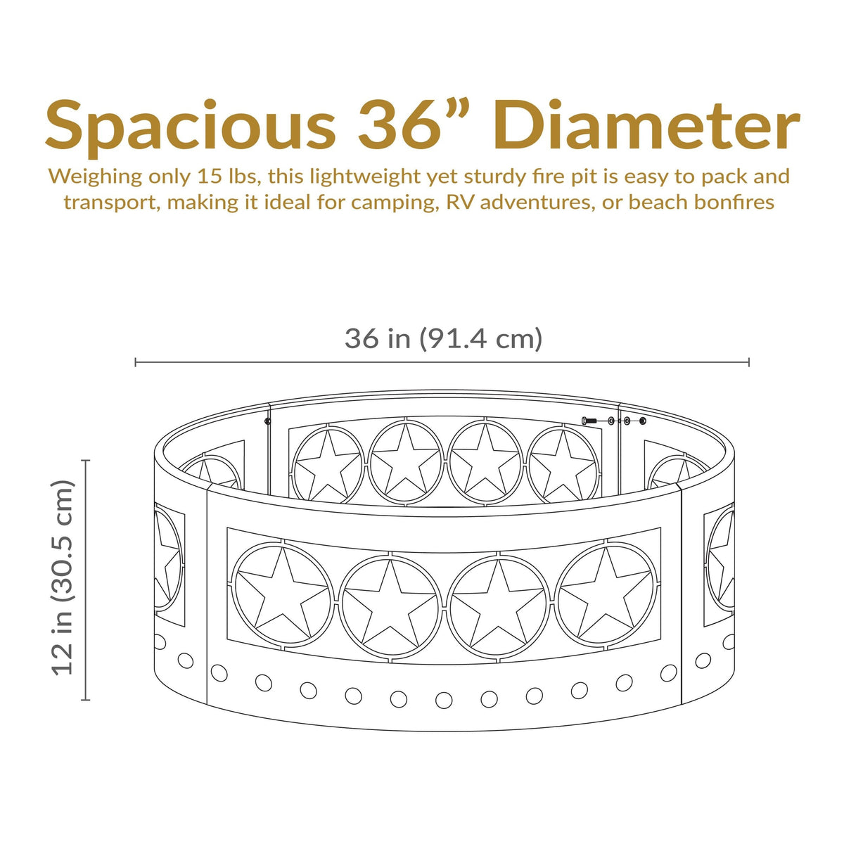 Décor Heavy-Duty Steel Cut Out Campfire Ring, 36-in