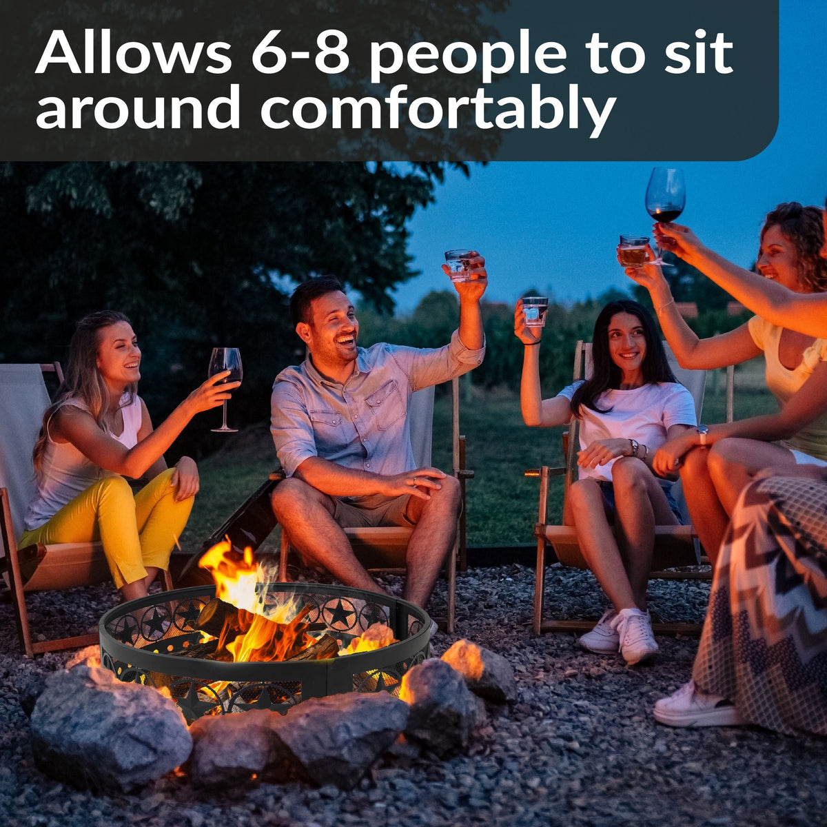 Décor Heavy-Duty Steel Cut Out Campfire Ring, 36-in