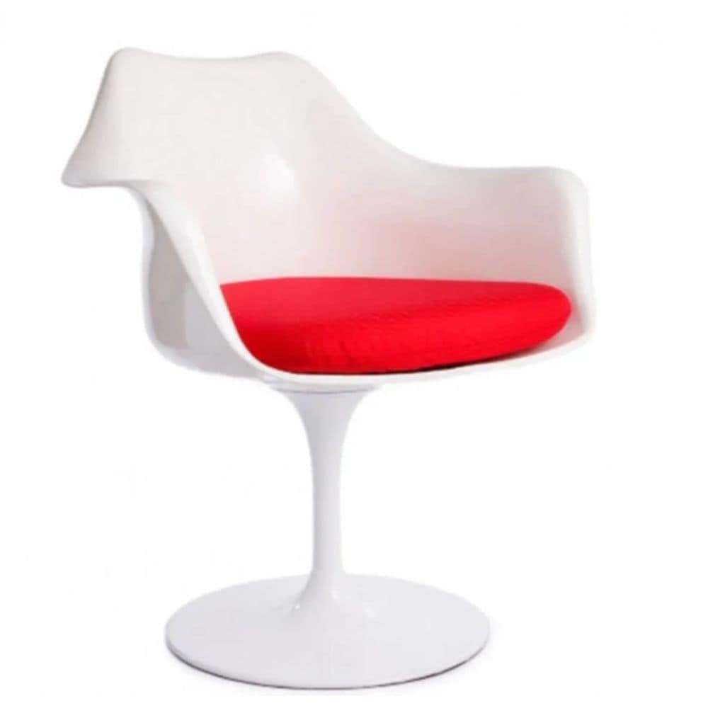 Tulip Chair with Arm, Fiberglass, Red