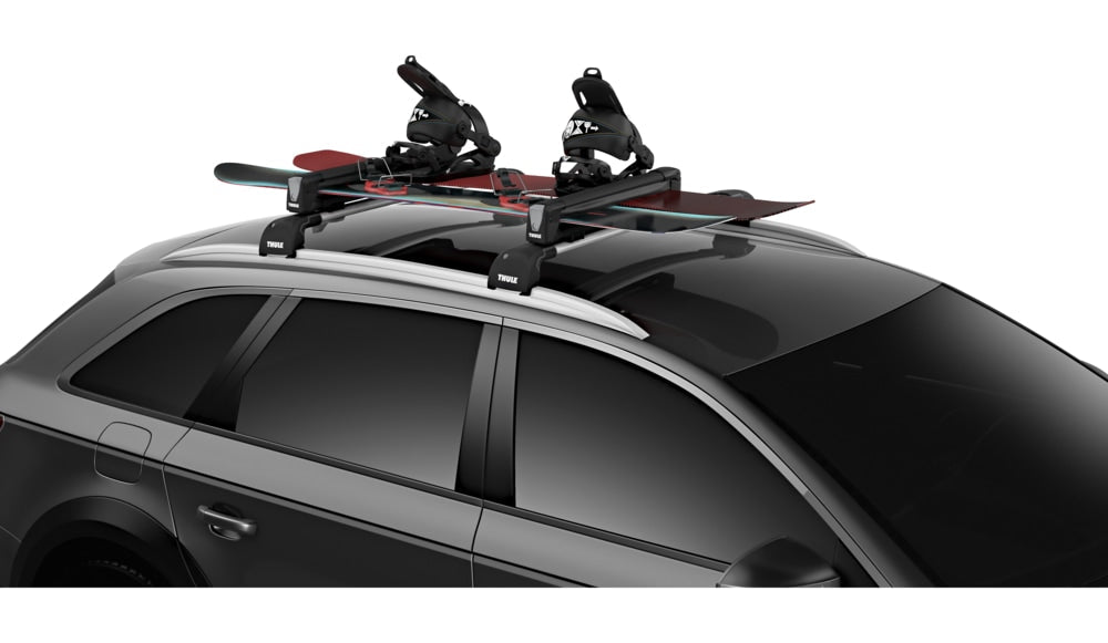 SnowPack Stainless Steel Roof Top Mount Ski/Snowboard Rack, Large, Black, 2-pc