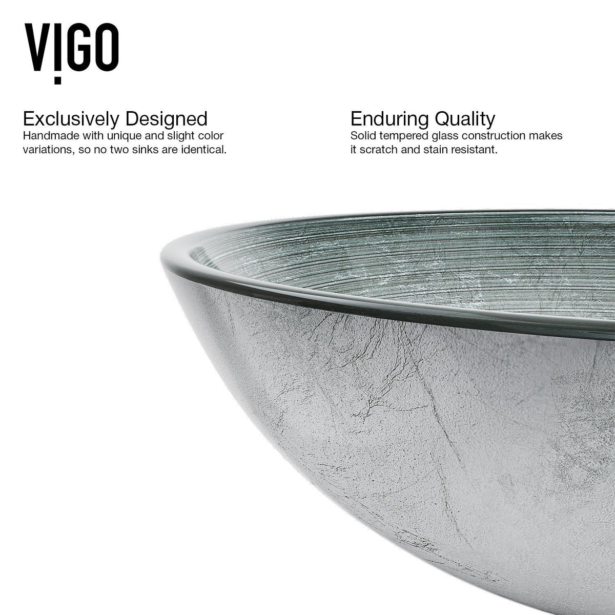 Glass Simply Silver Bathroom Sink/Basin Set with Chrome Duris Faucet and Round Vessel
