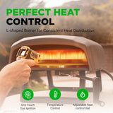 Outdoor pizza oven, equipped with 360-degree rotating pizza stone | Adjustable temperature control | Includes pizza shovel, pizza knife, stone, lid and hose | Can bake a 12-inch pizza in 60 seconds | 32.9 x 16.1 x 12.4 inches