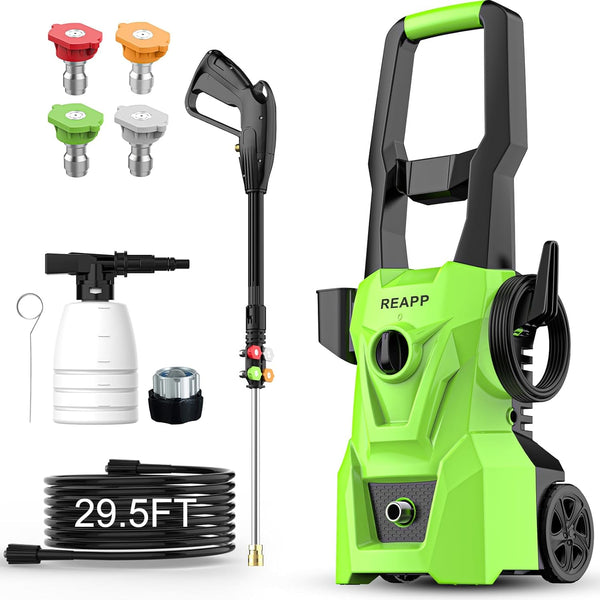 Electric high-pressure cleaning machine, foam sprayer, 4 quick-connect high-pressure nozzles, 2400 pounds/square inch 2.4 gallons/minute powerful cleaning machine, high-pressure cleaning equipment for U7548