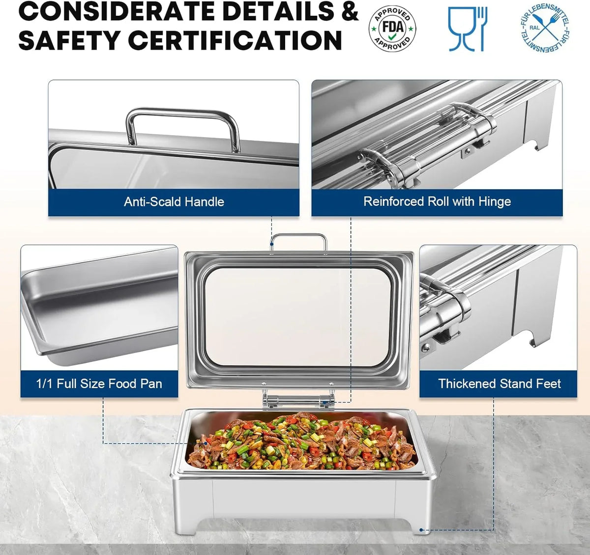 Electric Chafing Dish Buffet Server Set & Commercial Soup Warmers Soup Kettle Suitable for Multifunctional Business Dining Occasions and Family Parties