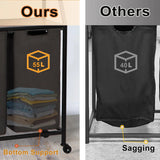Two Laundry Hamper, Rolling Laundry Sorter with Wheels, 4 × 14.5 Gal (55 L), Pull-Out and Removable Laundry Bags, for Laundry Room, Rustic Brown