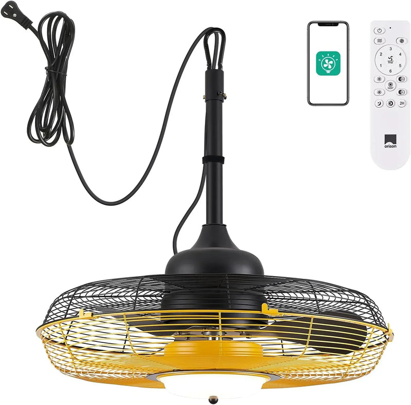 Outdoor Ceiling Fan with Light, Plug in Ceiling Fan with Remote, Gazebo Fans Outdoor Hanging for Patios Waterproof, Wet Rated Hanging Fan with App Control Q4428