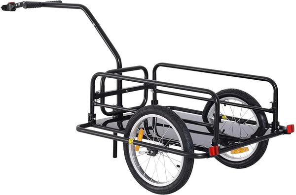 Foldable Bike Cargo Trailer, 80lbs Capacity, 16′′ Wheels, Black, with Hitch Y7553