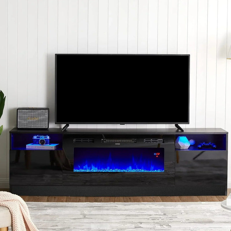 Fireplace TV Stand with 36" Electric Fireplace, LED Light Entertainment Center R9413