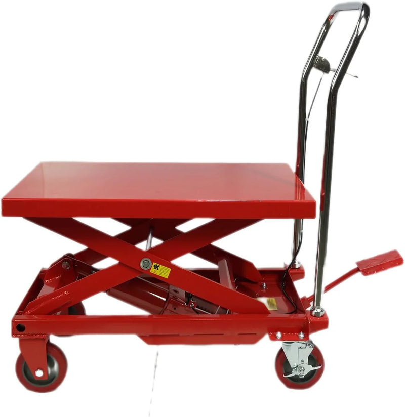 500LBS Hydraulic Lift Table Cart, 30" Lifting Height., Double Scissor Lift Table with 4 Wheels and Non-Slip Pad, Hydraulic Scissor Lift Table for Material Handling and Transportation X9404