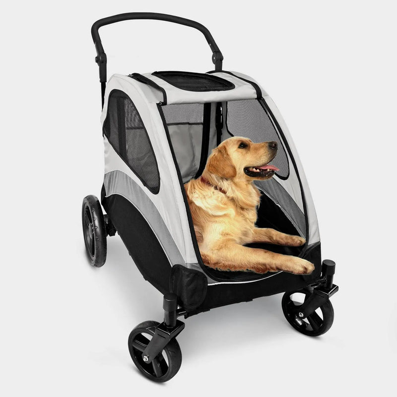 Foldable Pet Stroller for Large or 2 Dogs Cats Jogger Wagon with 4 Wheels O6596
