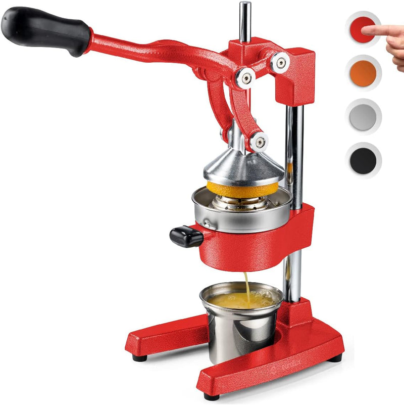 Citrus juicer | Extra-large commercial-grade manual press | Heavy-duty countertop orange juice extractor (with stainless steel cup) (black) F4450