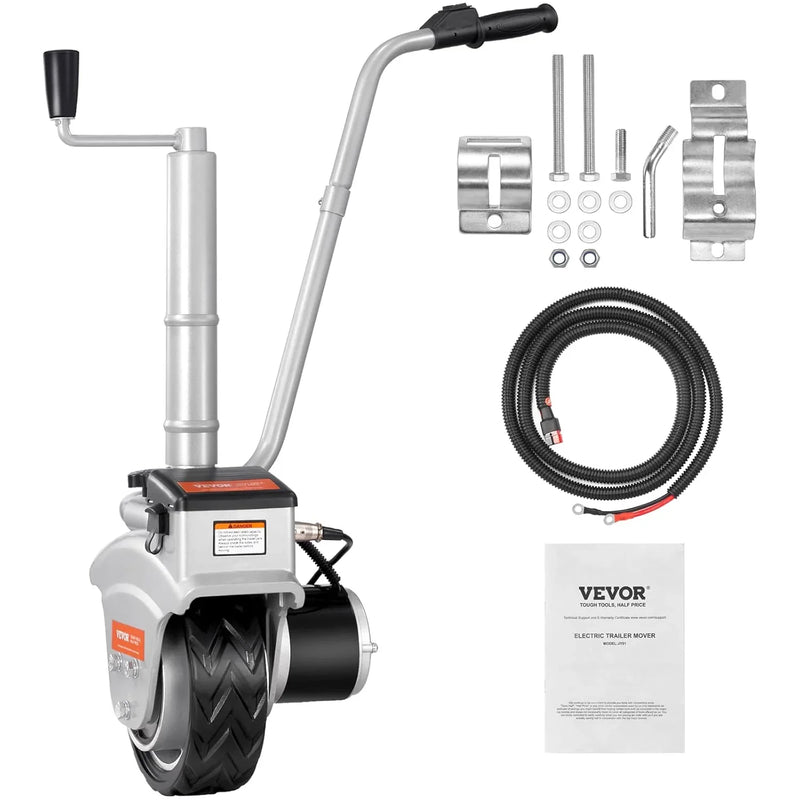 Electric trailer car, with a towing force of 5000 pounds, equipped with a 12-volt 350-watt trailer control wheel that can move at a speed of 22 feet per minute, featuring an adjustable height range from 12 inches to 24.8 inches, and R3539