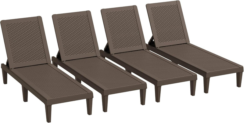 Outdoor Chaise Lounge Chair Set of 2 for Patio Poolside, Waterproof & Adjustable & Easy Assembly Sun Lounger for Outside Deck, Pool, Beach, Black N8347