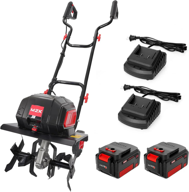 40V 12-inch Cordless Garden Tiller, Battery Powered Garden Cultivator, 2 * 4.0Ah Battery and Fast Charger Included C9024