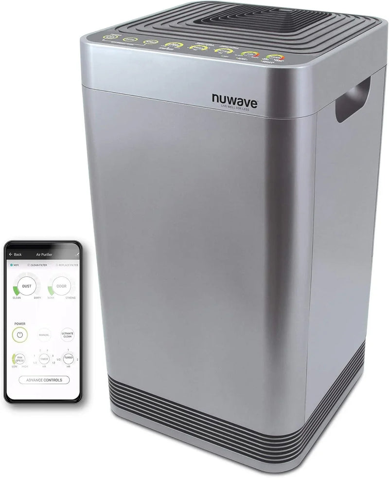 Whole-house air purifier, intelligent air purifier, equipped with a five-level tower structure air filter, air quality and odor sensors, bedroom sleep mode, can remove 99.99% of dust, smoke, pollen and allergens. S399
