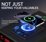 Smart Biometric Safe with Wireless Charging for Phone & Watch, 3 Access Methods to Unlock, Nightstand Drawer Safe LED Display with Humidity & Temperature Monitoring, Stopbox for Cash and Valuables