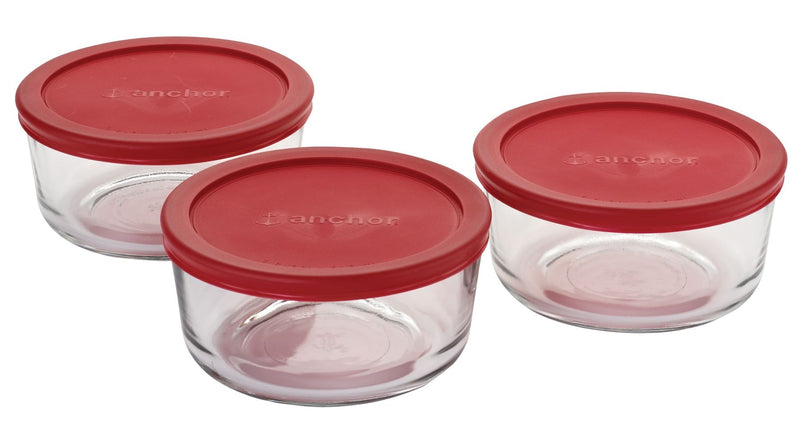 Glass Round Storage Container Set with Lids, 3 Count T8652