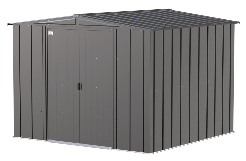 Classic Galvanized Steel Storage Shed, Charcoal, 8-ft x 8-ft